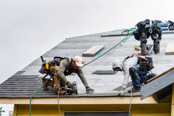 Professional Gutter Installation technician working in Fairview, NC